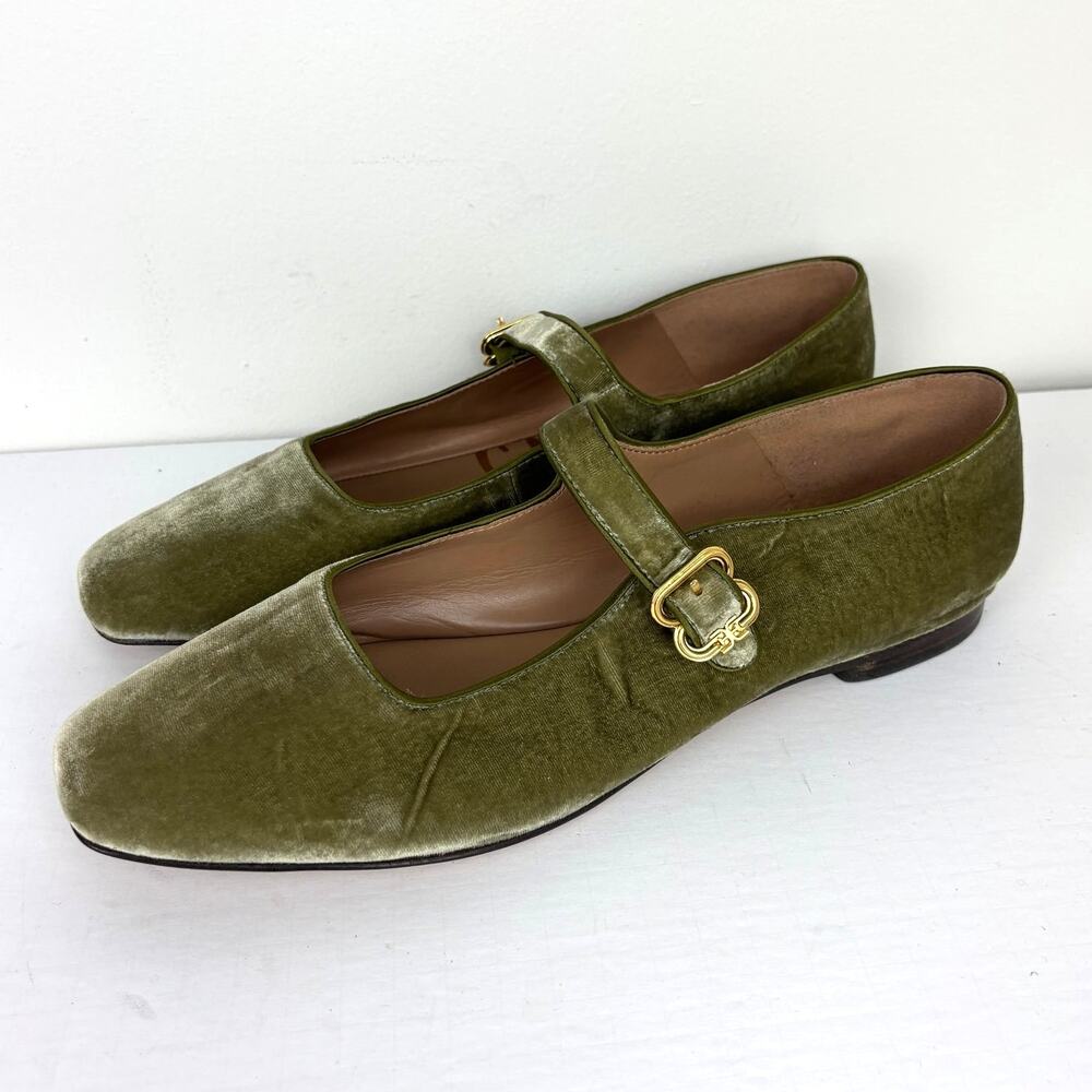 Sam Edelman Michaela Velvet Mary Jane Flats Shoes 13M Green